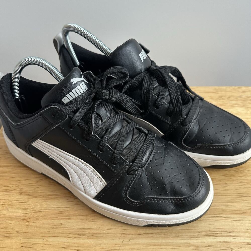 PUMA Rebound LayUp Lo Sneaker Black/White Synthetic Leather Men’s Size 8